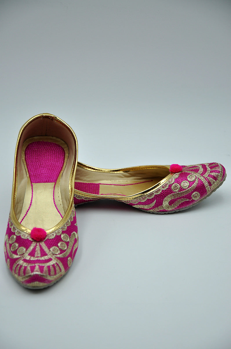 Punjabi Jutti (Hot Pink/Gold)
